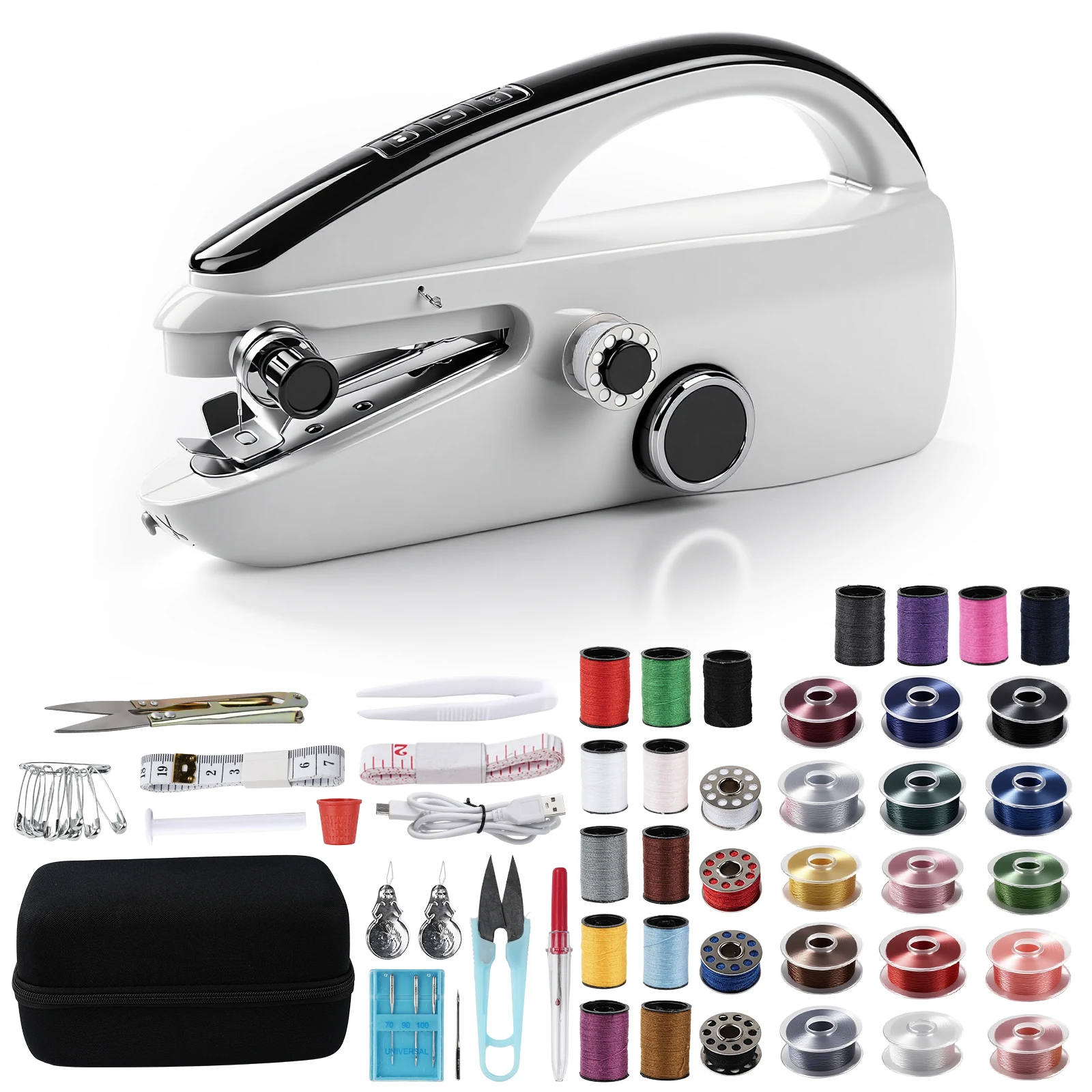 

S8 Portable Mini Handheld Sewing Machine Set with Storage Box+Sewing Kit for Beginners Adults