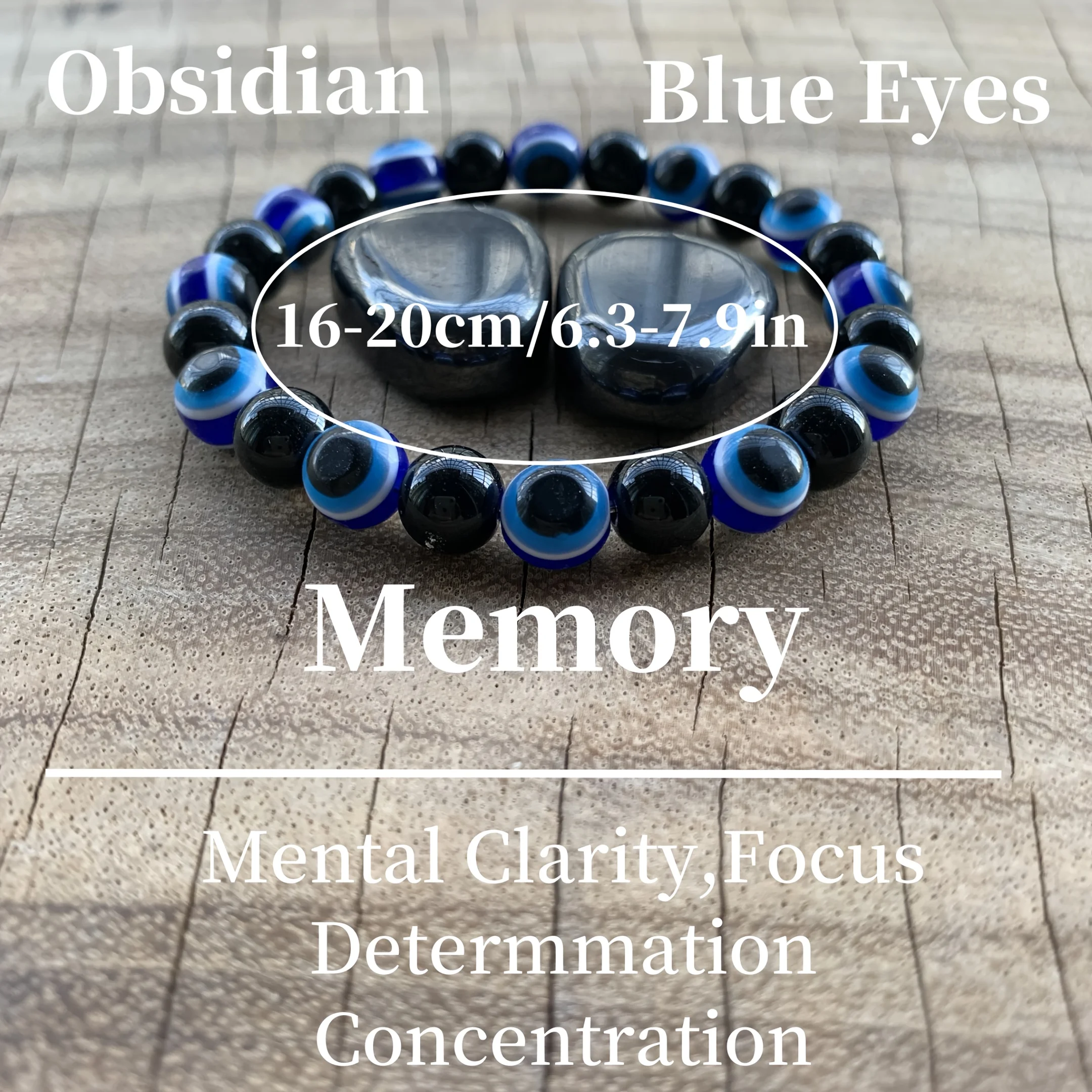 1 Piece Representing Protection Evil Eye Stretch Bracelet - Blue Evil Eye, Obsidian
