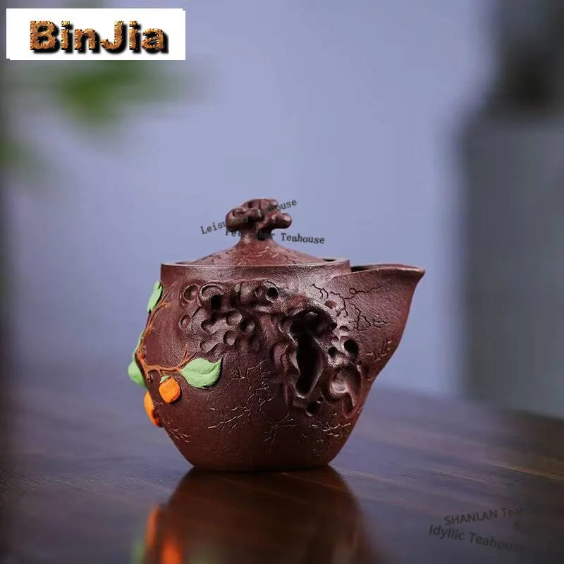 160ml Yixing Purple Clay Teapots Famous Master Handmade Ruyi Pot Raw Ore Purple Mud Kettle With Strainer Zisha Teaset Collection