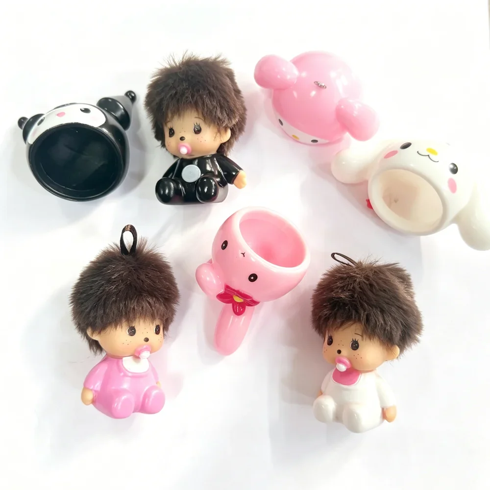 Cartoon Monchhichi Kitty Kuromi Schlüsselanhänger Niedlicher Mädchenhafter Anhänger Langlebiger Kunststoff Studenten-Taschenanhänger Geschenk Auto-Dekoration – Detail 1