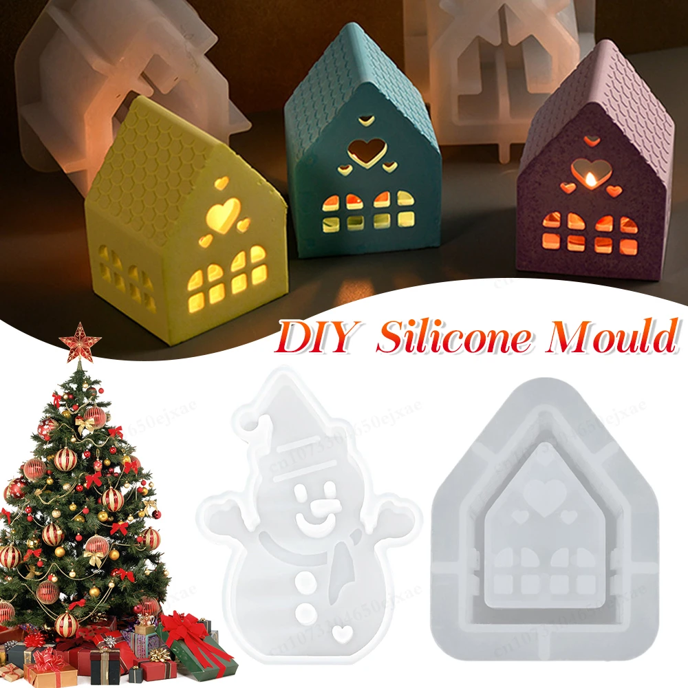 

3D Christmas House Candle Silicone Mold DIY Creative Cabin Log Cabin Aromatherapy Plaster Mould Home Christmas Decor Gift Tool