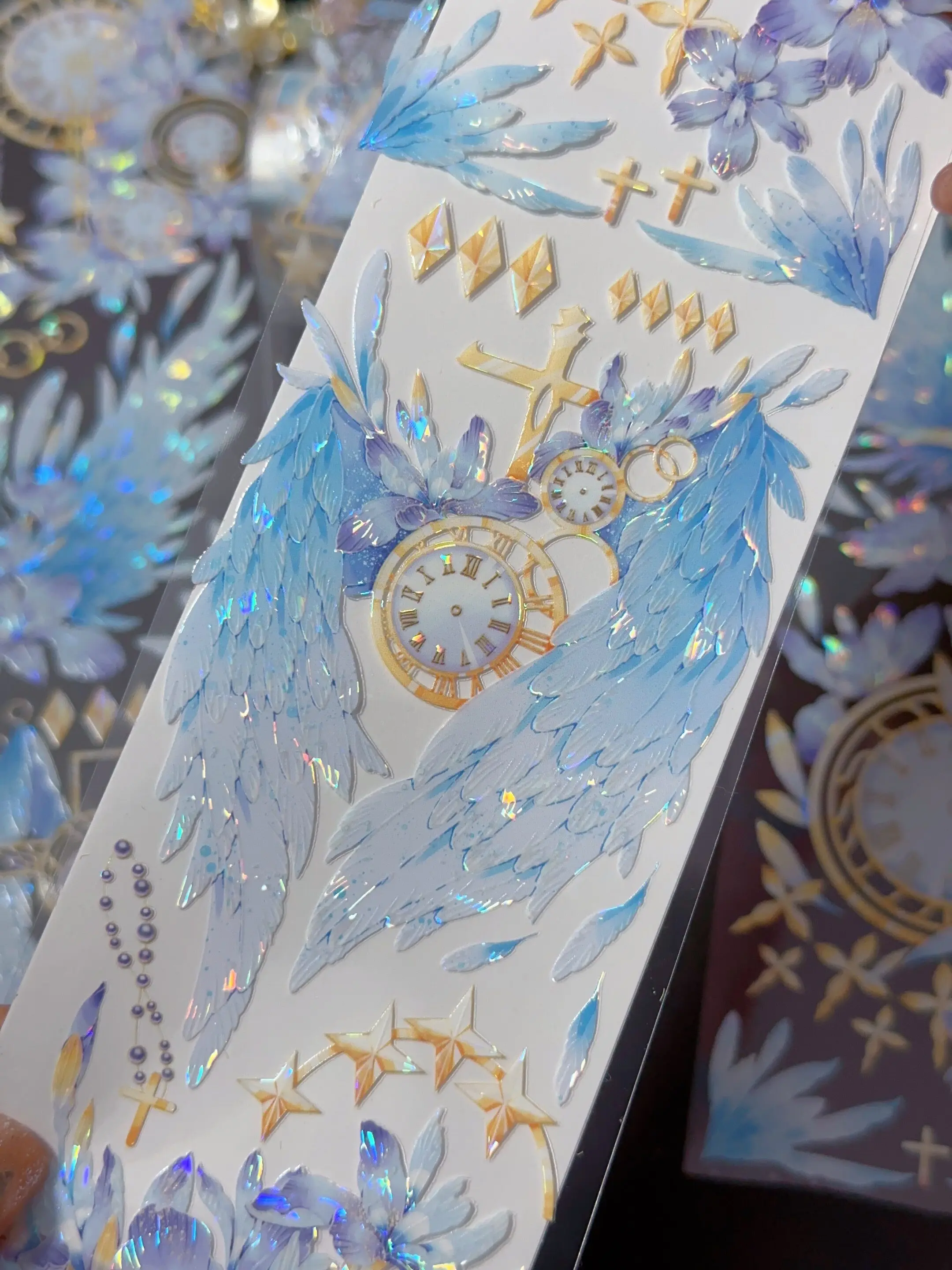 Journal Scrapbook Card Diy Flower Grazing Feather PETwashi Craft Diystationery Shiny Collage Paper 1 Loop Washi Pet Tape Sample