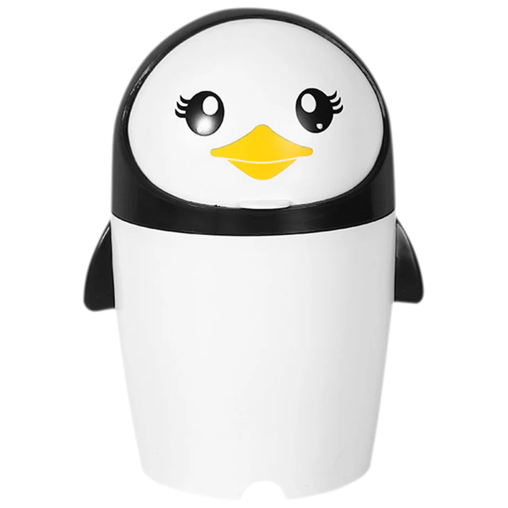 

Garbage Can Office Trash for Car Bin Mini Plastic Baskets Kawaii Penguin Kids Cute