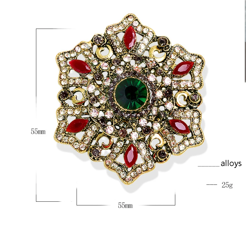 Baroque court retro sparkling crystal brooch pendant fashion high-grade full rhinestone pin men women accessories holiday gift