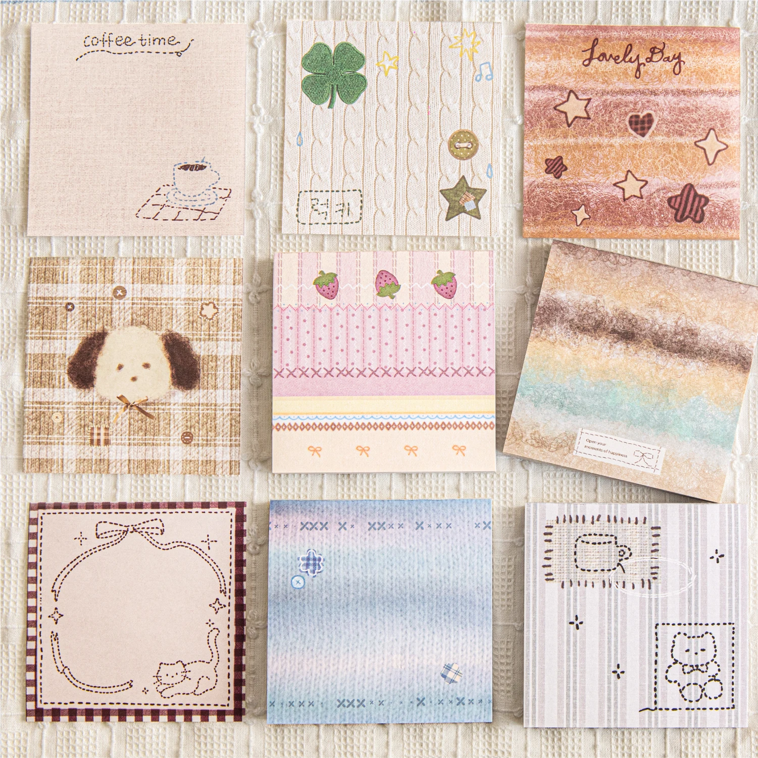 90sheets Fabric Handmade Studio Series Kawaii Mini Embroidery Message Note DIY Handmade Scrapbook Aesthetic Craft Paper