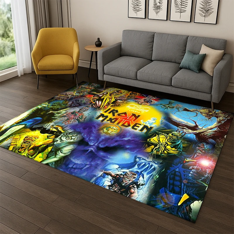3D I-Iron Maiden Metal Band Teppich für Schlafzimmer, Wohnzimmer, Sofa, Spielzimmer, Fußmatte, Heimdekoration, Kinderspielbereich-Teppich, rutschfest, Geschenk
