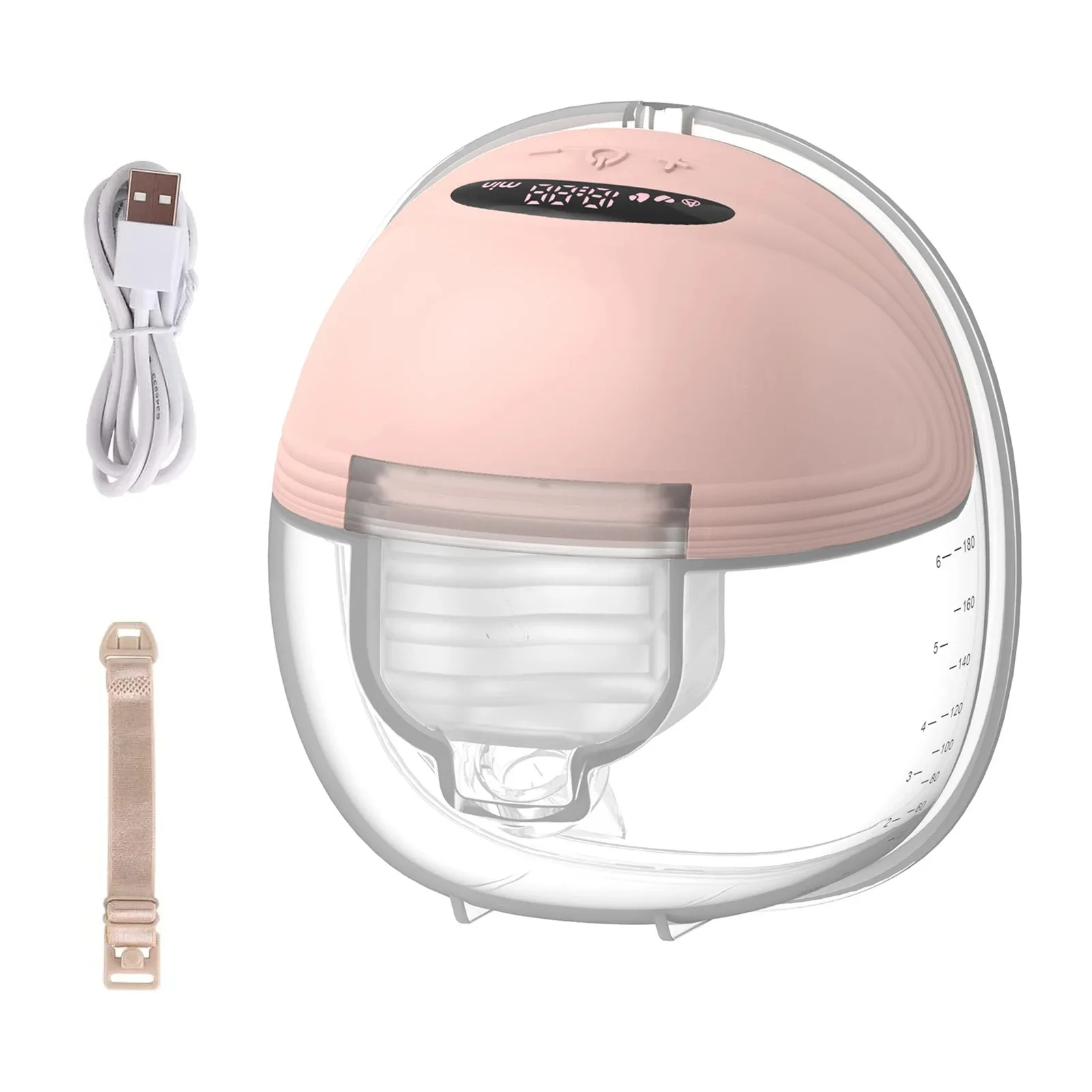 Portable Electric Breast Pump Wearable for Breastfeeding Hands Free 3 Modes 12 Suction Low Noise with 24mm Silicone