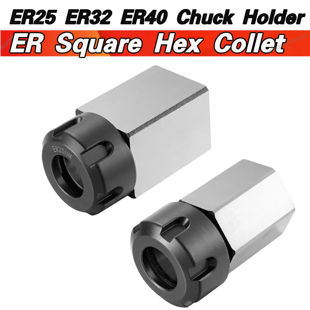 ER Square Hex Collet Block ER/25/32/40 Block Chuck Holder Workholding Holder for CNC Lathe Engraving Machine