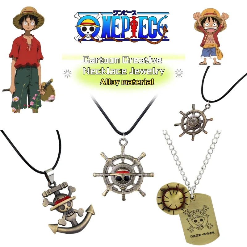 One Piece cartoon anime merchandise creative personalized skull roulette ship wheel pendant necklace cartoon fashion accessories