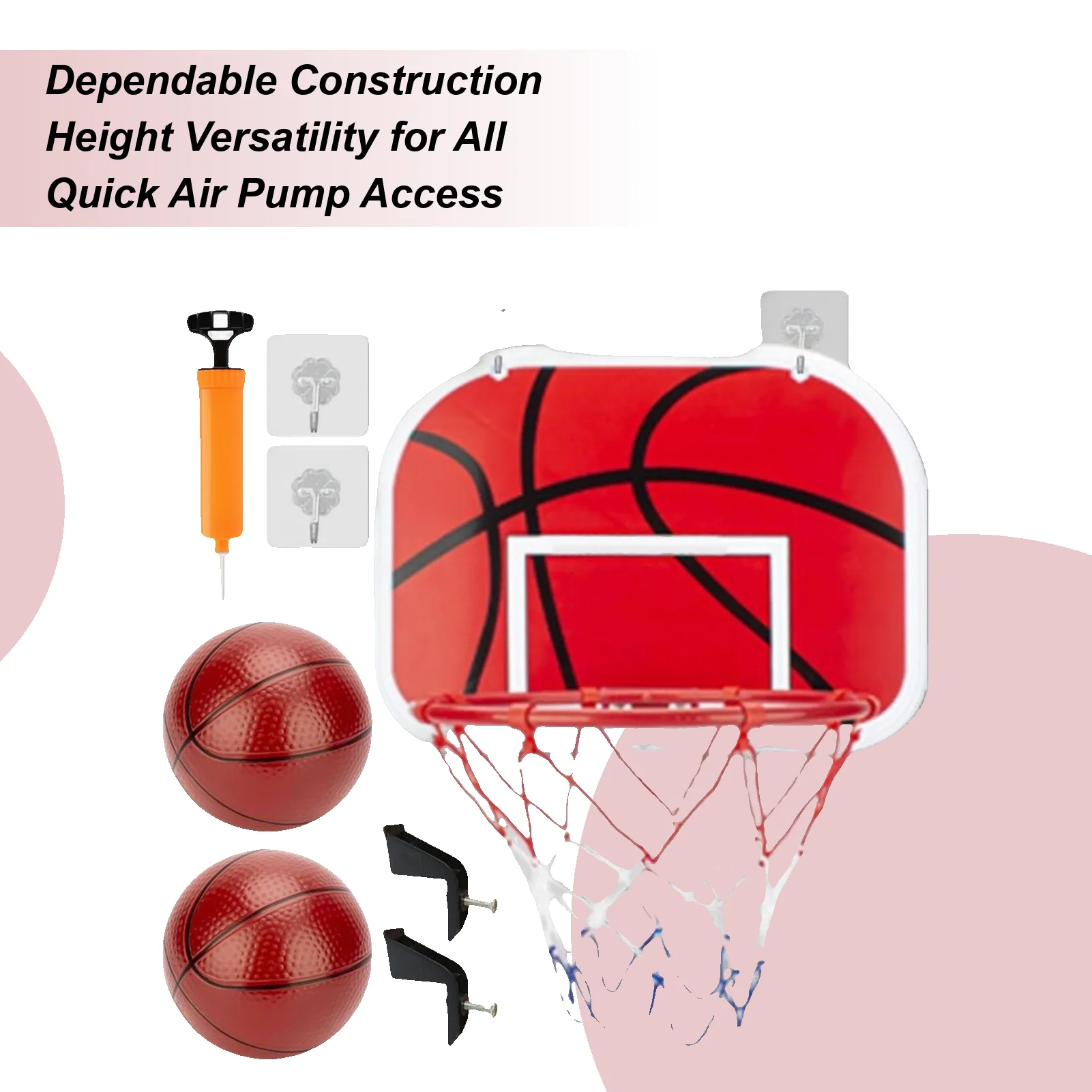 Interactive Basketball Toy Indoor Hoop Set with 2 Balls for Kids Fun Play, Living Room Bedroom Active Boys Girls