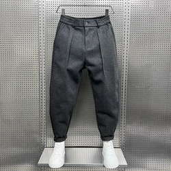 Men Clothing Autumn Winter New 2024 Woolen Wide-leg Casual Pants For Men All-match Loose-fitting Harlan Pants Pantalones Hombre