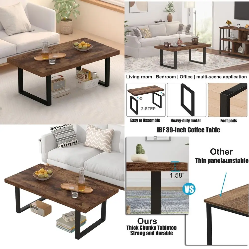 

Винтажный промышленный деревянный журнальный столик, минималистский стиль фермерского дома, коричневый, 39