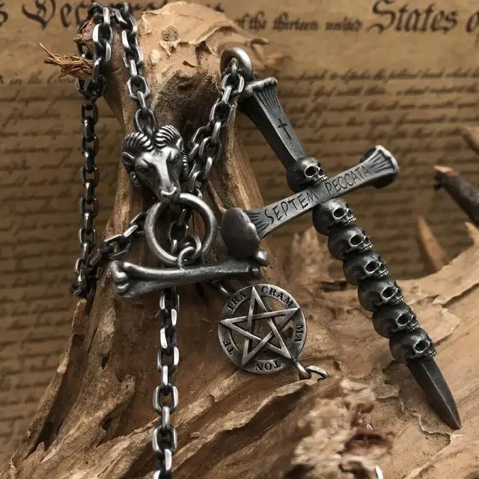 Multifuncional EDC Cross Pendant para colares masculinos, acessórios góticos ao ar livre, corrente de autodefesa, corrente de mão