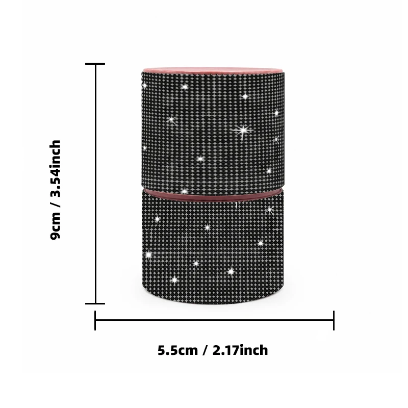 Women Shiny Rhinestone Cosmetic Brush Storage Tube PU Leather Portable Desktop Makeup Tool Holder Auto Small Beauty Organizer De view 5
