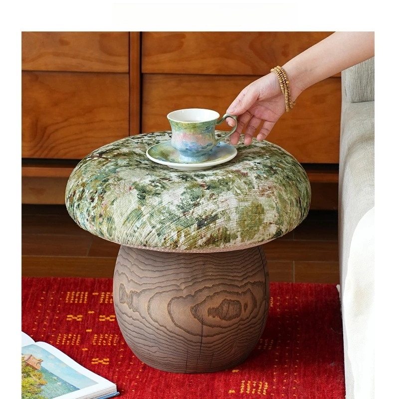 Green mushroom stool log low stool household shoe changing stool