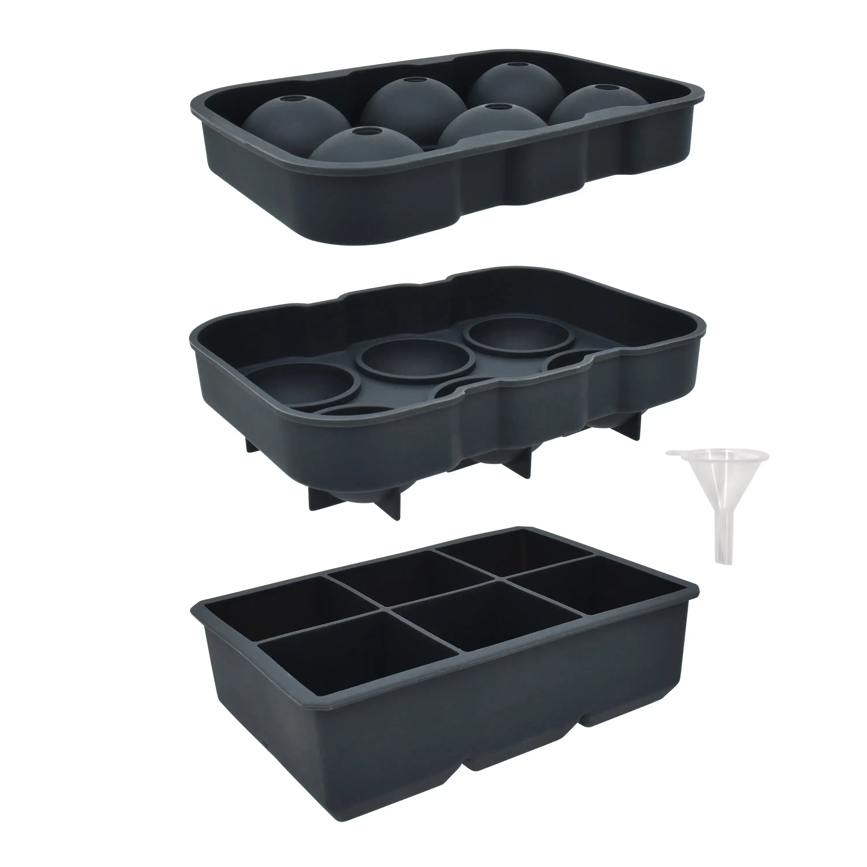 Quadrado e esfera Silicone Ice Cube Tray, Combo cinza, 2 Pack