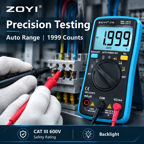ZOYI ZT-98 Digital Multimeter Auto Ranging High Precision Mini Tester AC/DC Voltage Current Resistance Measurement for Electrica