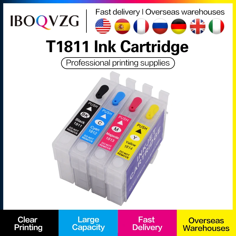 T18 18XL T1811 - T1814 Refill Ink Cartridges For Epson Expression XP-30 XP-102 XP-202 XP-205 XP-302 XP-305 XP-402 XP-405