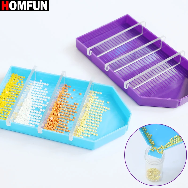 HOMFUN 3 Grid Diamond Painting Tray Organizer Kits - Convenient Storage for 5D Embroidery Mosaic Cross Stitch Tools Accessories