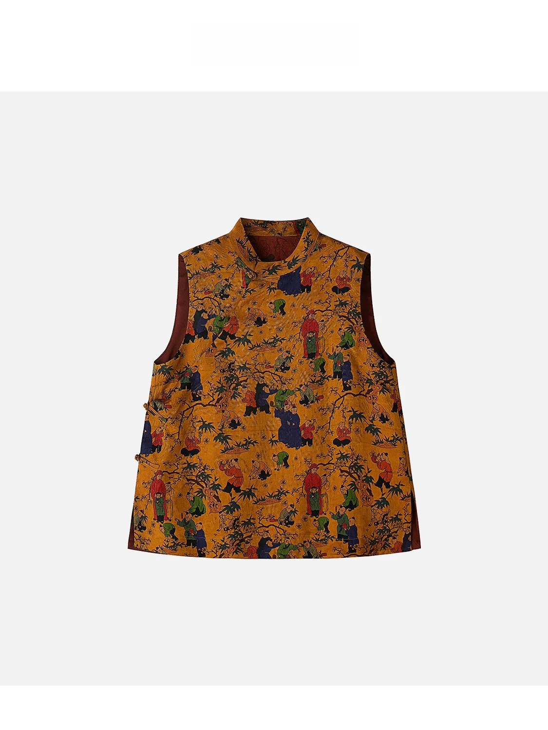 

Новый весенний шелковый жилет в китайском стиле «Hundred Sons» JINGJING2025, легкий дышащий шелковый асимметричный подол 00