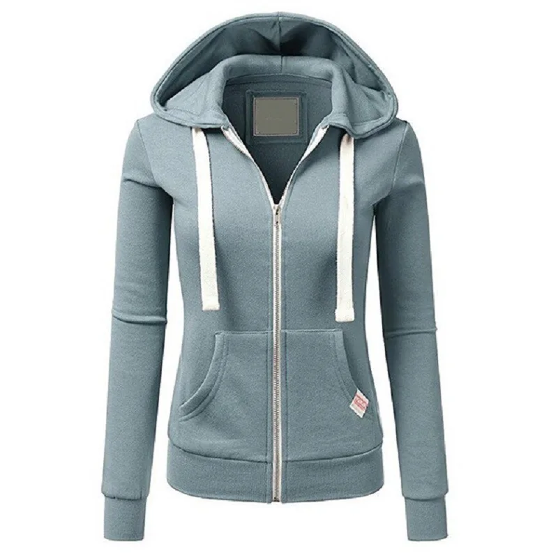 Women Sweatshirt Spring Autumn Zipper Hoodie Sports Coats Long Sleeve Simple Sweatshirt Casual Loose Jacket Solid Clothes Mujer