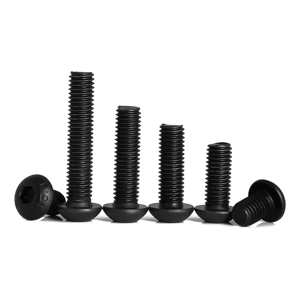 Wholesale Grade 10.9 Black Carbon Steel Hex Screws Round Head Hexagonal Allen Bolts Thread Metal Machine Screw M2M2.5M3M4M5M6M8