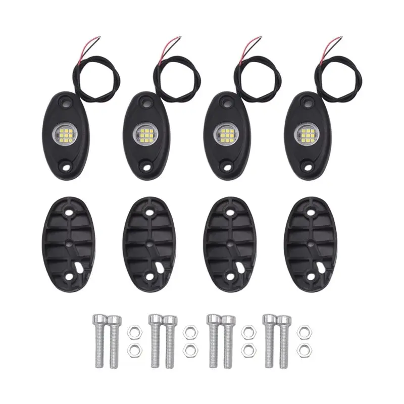 A02Q-4Pcs 9LED Super Bright Rock Light Kit LED Waterproof LED Neon Underglow Light For Off Road Truck Boat