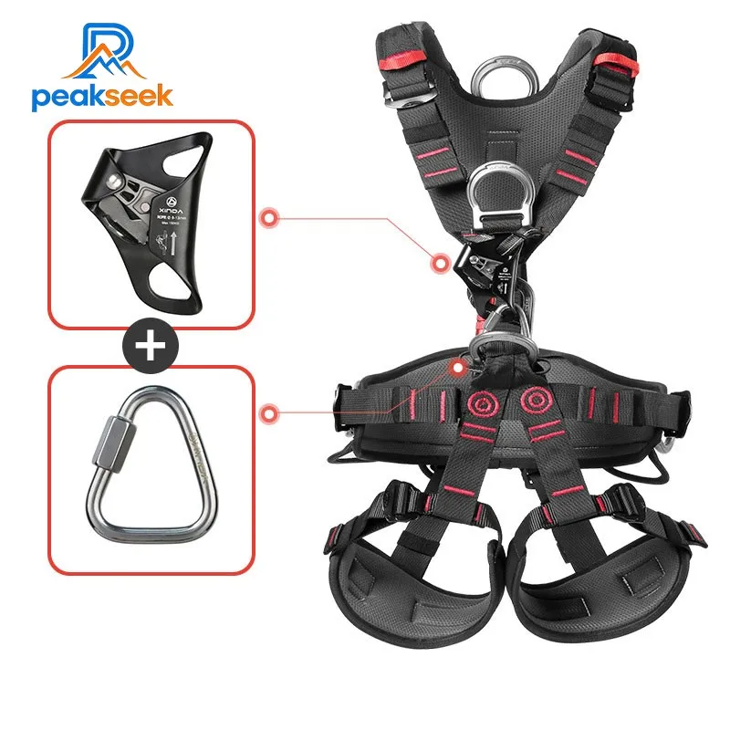 

Peakseek Large/Small Suite Full-body Safety Belt Outdoor Rock Climbing Harness Five-point Anti-fall Protection Equipment