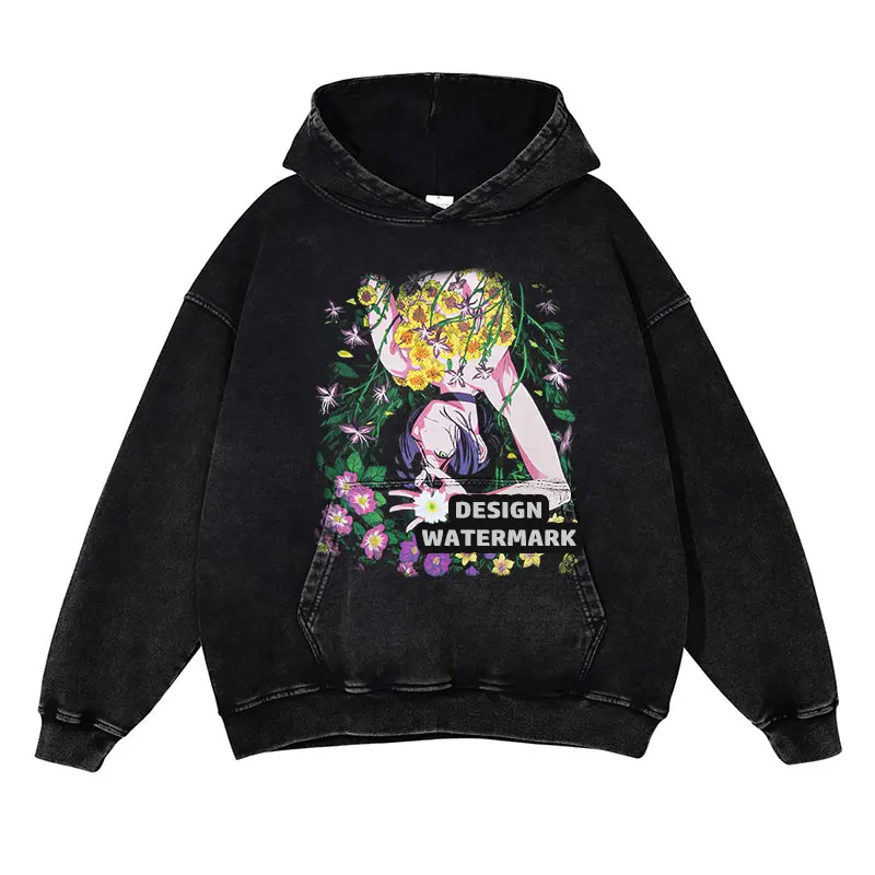 

Bandai аниме Reze толстовки большого размера винтажные мытые толстовки с капюшоном для мужчин с бензопилой Makima пуловер Denji повседневный свитер мужской