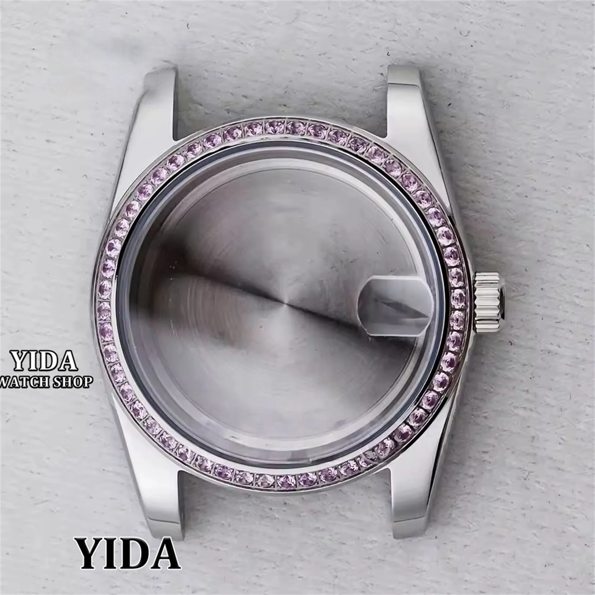 

36mm NH35 Case Diamond Bezel Stainless Steel Sapphire Glass 10ATM Waterproof for Datejust NH35 NH36 Movement Women's Watch Parts