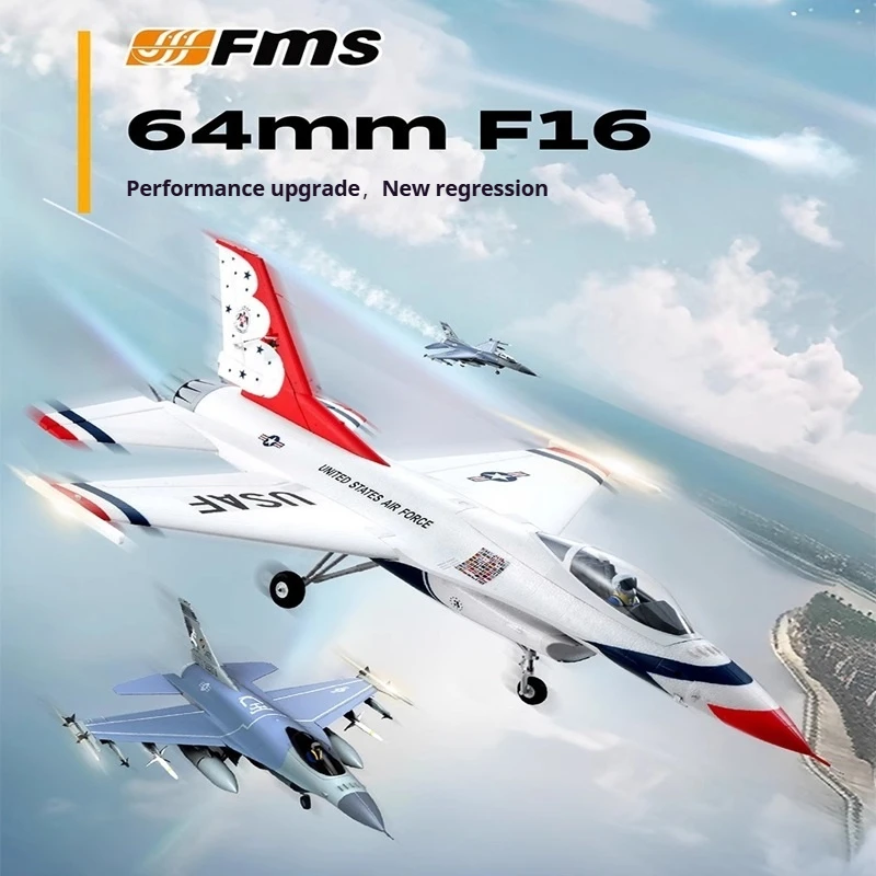 

Fms Rc 64mm Series Ducted F16 Remote Control Fixed-Wing Fighter Model Epo Material High Altitude Rapid Electric Airplane Toy