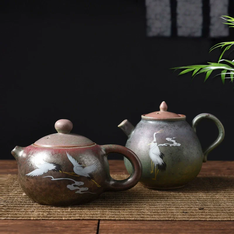 

260ml Ceramic Tea Pot Kettle Jingdezhen Handmade Retro Chinese Teapot Stoneware Kiln Changing Color Kung Fu Tea Set Tea Infuser