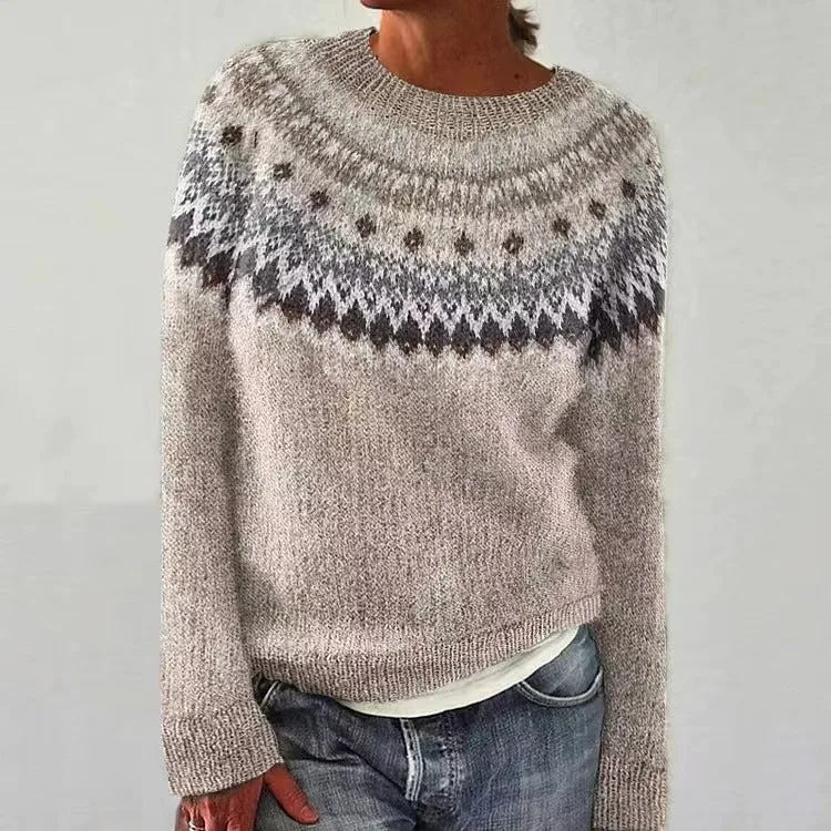 2025 New Round Neck Color Block Sweater Women Lazy Style Loose Fit Multi Color Options Fashion Versatile Outfit