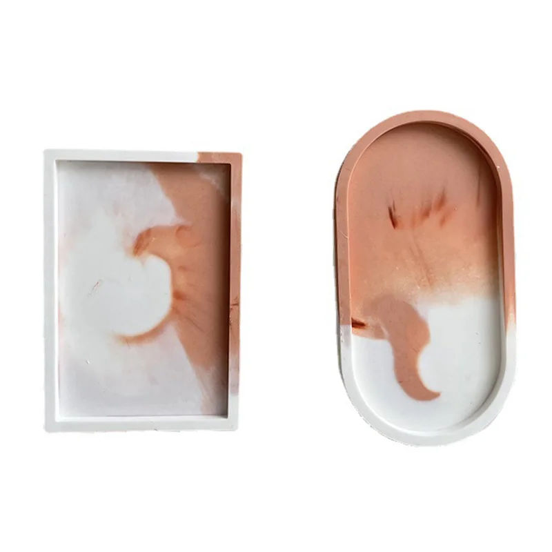 Oval Tray Dish Silicone Mold Rectangular Oval Storage Tray Moulds Gypsum Resin Mould for Flower Pot Base Craft DIY Plaster Molds