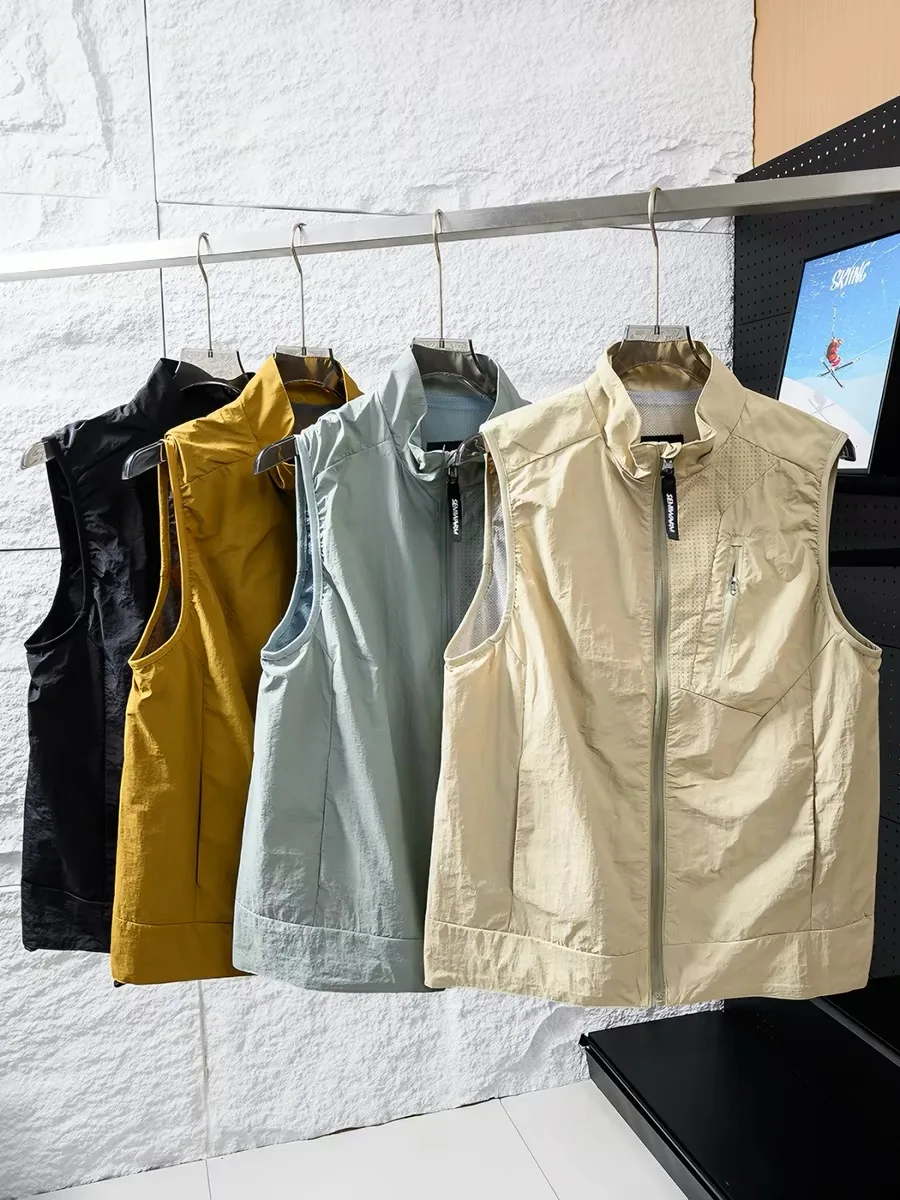 Outdoor Sports Windbreaker Men's Summer New Style Breathable Thin Zipper Shoulder Vest Jacket Mountain Series Functional Casu...