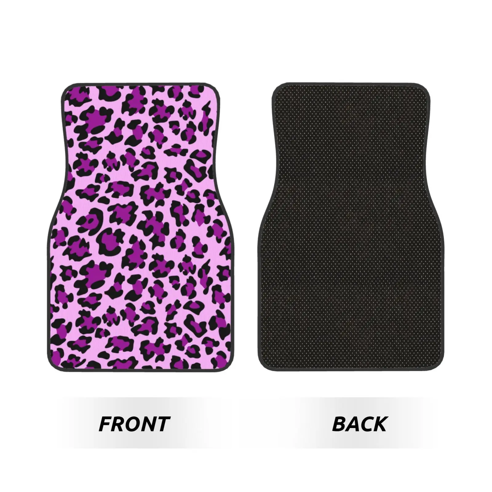 Pink Black Cheetah Leopard Print Car Floor Mats Durable Car Carpet Mat Set of 4pcs with Anti-Slip Backing Fit for SUV Trucks