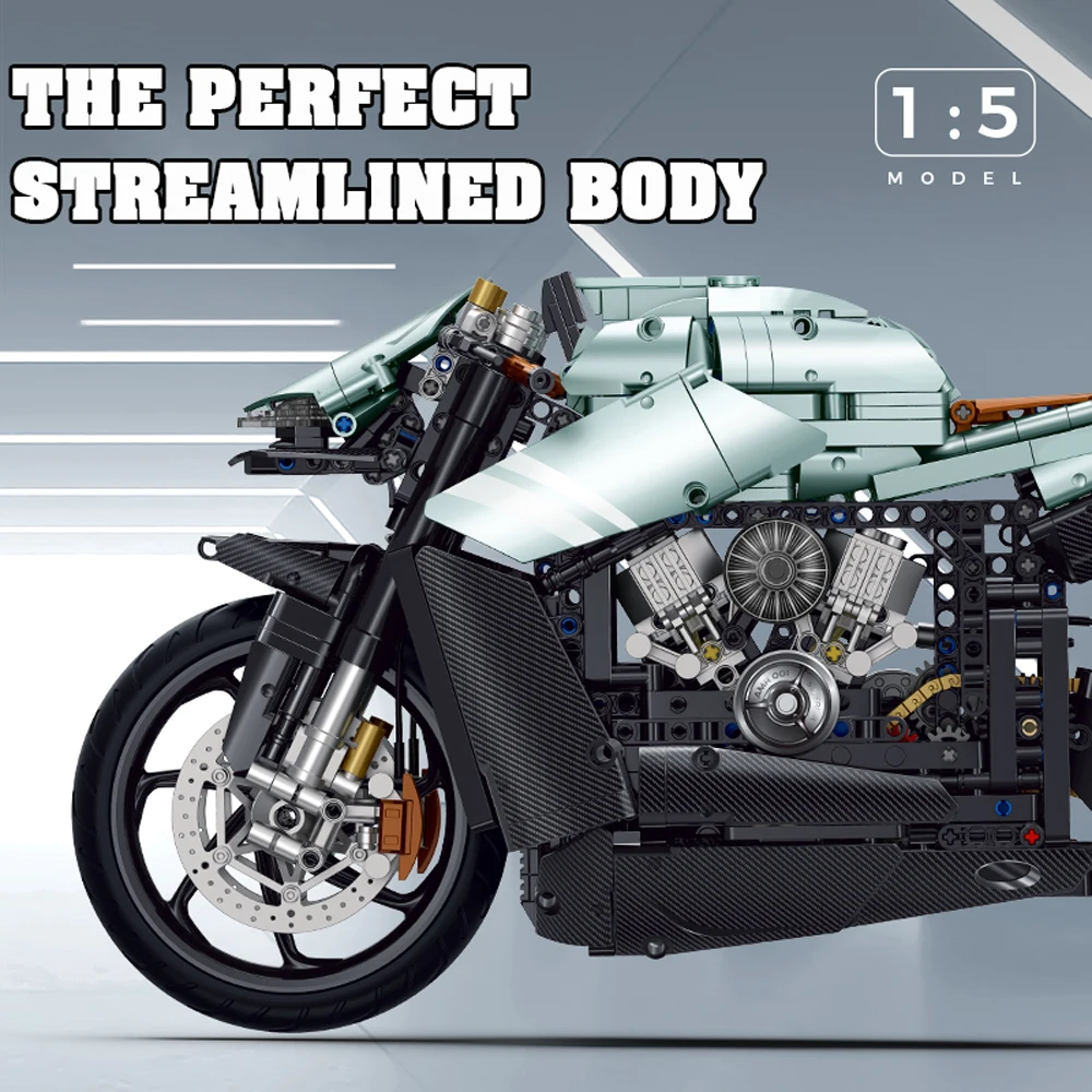 โมเดลรถมอเตอร์ไซด์ของเล่นสำหรับเด็กชุดตัวต่ออิฐทางเทคนิคบล็อกตัวต่อรถมอเตอร์ไซด์ประกอบตกแต่งโต๊ะของเล่นสำหรับเด็กผู้ชาย