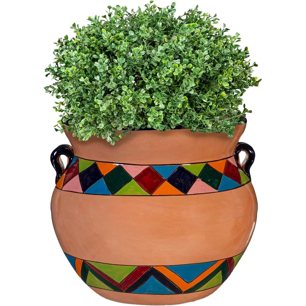Cerámica mexicana Talavera a rayas multicolor para suculentas, interior/exterior, 14 ollas de Chata de jardín Evergreen