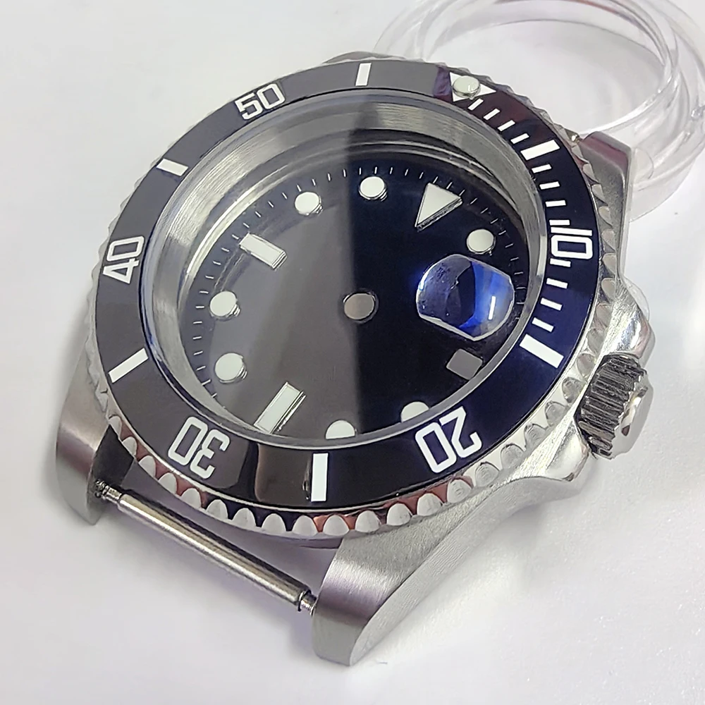 40mm silver case 28.5mm green dial NH35A sapphire glass green ceramic bezel for NH35/36 movement watch accessories assembly tool