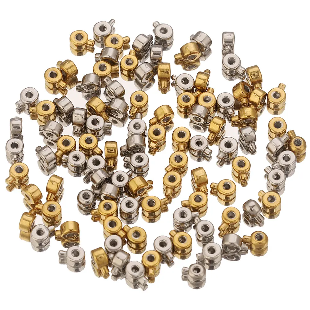 20 Pcs Stainless Steel Positioning Stopper Spacers Crimp End Septum Beads for Jewelry Making DIY Necklace Bracelet Connector