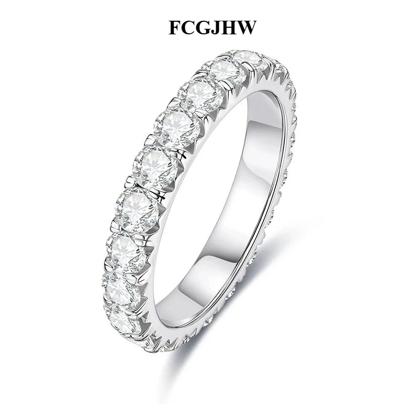 FCGJHW 3mm 2-3ct D Color Moissanite Wedding Band Ring S925 Sterling Silver Eternity Band Engagement Rings for Women 2026