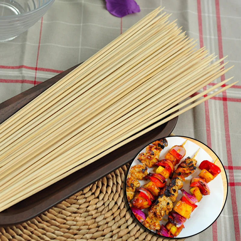 20/30/40cm x 5mm Bamboo Wooden BBQ Skewers Disposable Food Wood Barbecue Stick for BBQ Party Restaurant Cafe BBQ Accessories