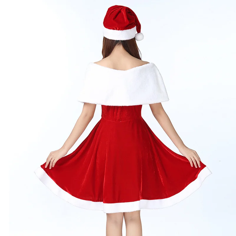 Costume de dessin animé à manches longues avec pompon pour adulte, costume de performance sur scène, velours doré, rouge, Noël, anniversaire, hiver, 2022