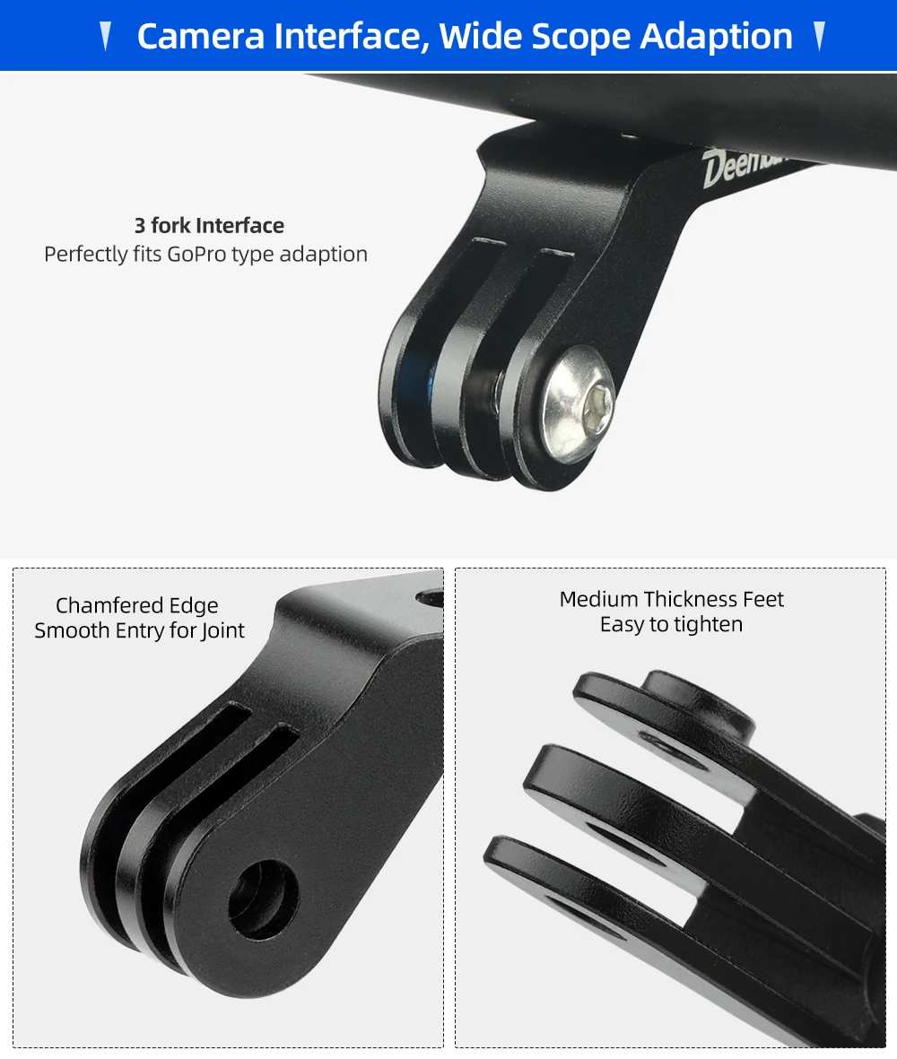 Deemount Fahrrad-Scheinwerferhalterung mit integriertem Lenker, passend für Gopro-Sportkamera, Verlängerungsständer aus Aluminiumlegierung für Computer – Detail 12
