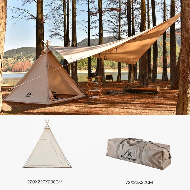 Adult Teepee Tent Triangle White 2*2m 2 Person Portable Rainproof Thickened Cotton Tent