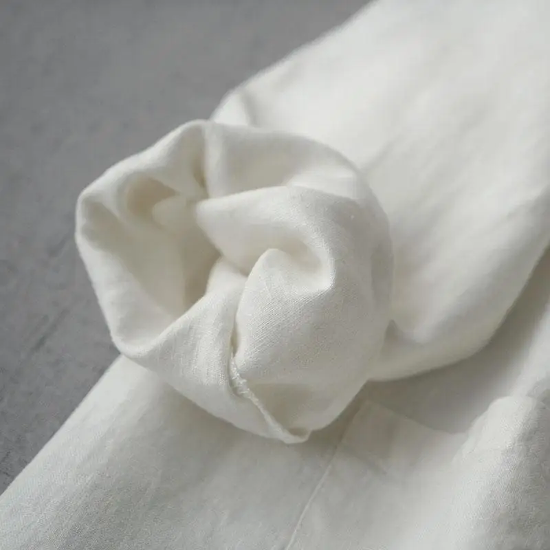 Giacca da donna alla moda in cotone e lino tinta unita manica lunga versatile ed elegante