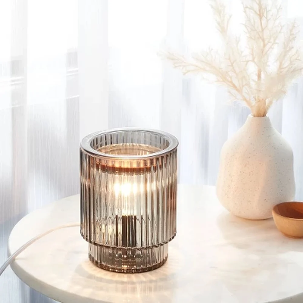 المدخن مضلع الزجاج الكهربائية الشمع دفئا المتوهجة ضوء Melter ليلة ضوء أجواء هادئة ديكور المنزل الروائح جهاز