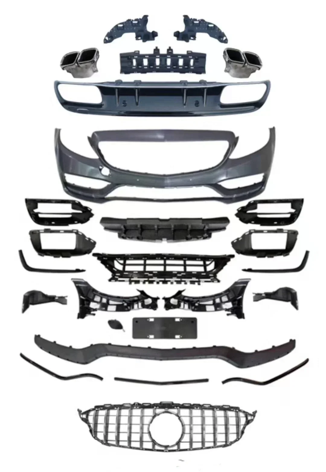 Body Kit Front Rear Bumper Grill Assembly for Mercedes-Benz C-Class W205 Upgrade C63 Kit Car Accessories