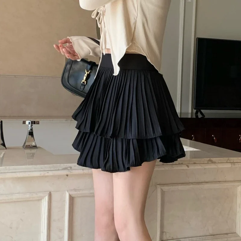 Ruffles Skirts Women Mini Sweet Loose Ball Gown Simple Pure All-match Girlish Chic Fashion High Waist Korean Style Casual Spring