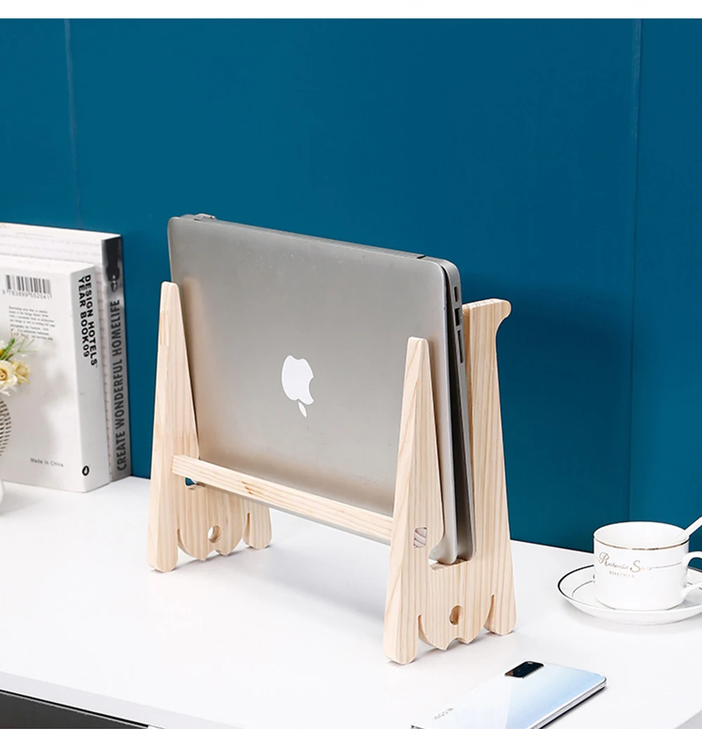 Detachable Wooden Notebook Holder Accessories For Desk 10-17 inch Macbook Air Pro 13 15 Universal Wood Laptop Stand